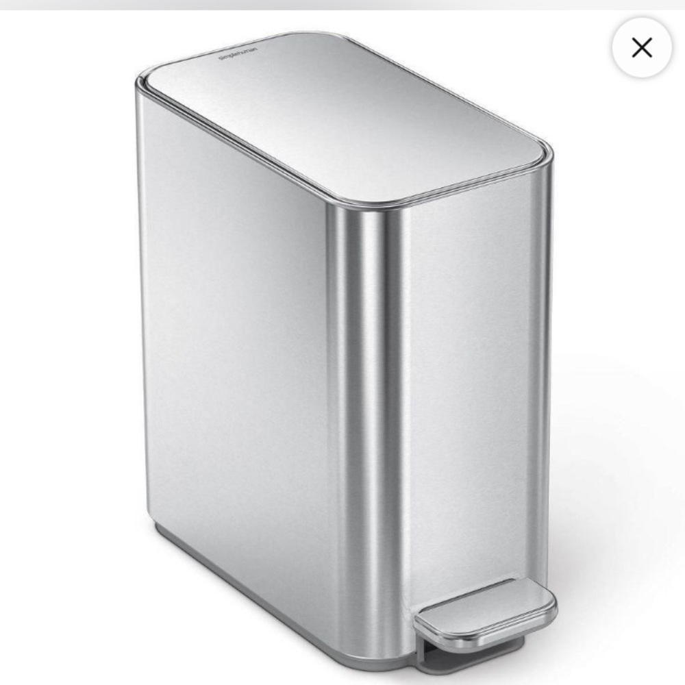 NIB Simple human Brushed Steel Slim Step Trashcan 5L